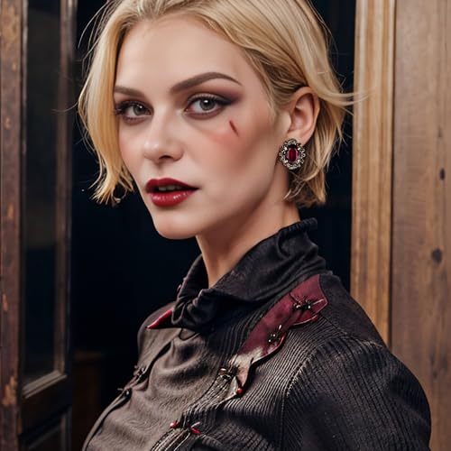 BriLove Women's Victorian Style Crystal Floral Scroll Cameo Inspired Oval Stud Earrings3