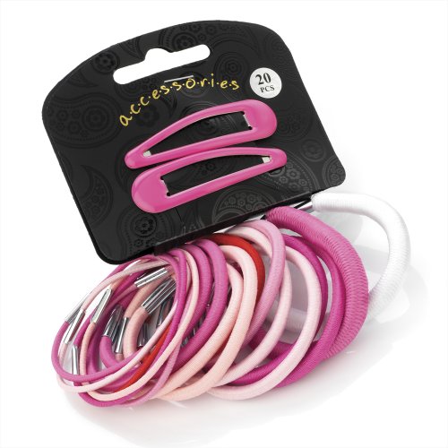 20 Piece Pink Tones Hair Elastics Bobbles Bands