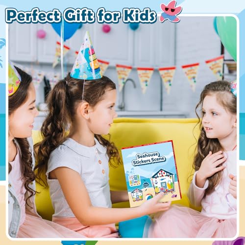 CY2SIDE Summer Seahouse Scene Sticker - 12 Set Hawaiian Luau Sticker Art Craft for Kids School Rewards Make Your Own Starfish Surfboard Ocean House Scene Games Activities Summer Party Favors Supplies - image 6