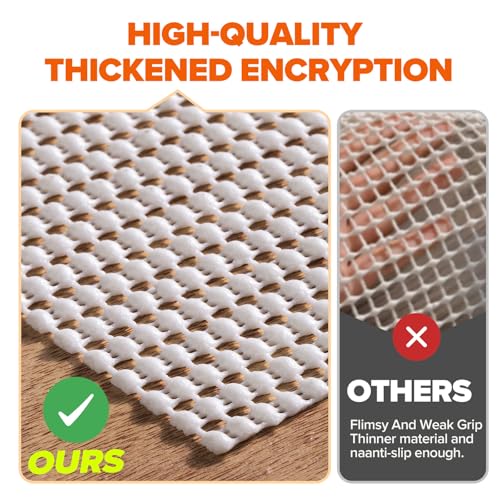 Non-Slip Rug Pad Gripper 2.5x14 Feet, Anti Skid Mat for Under Area Rugs, Keeps Rugs in Position and Safe, Thick Cushioned Carpet Pad for Hardwood Floors Protection - Image 3