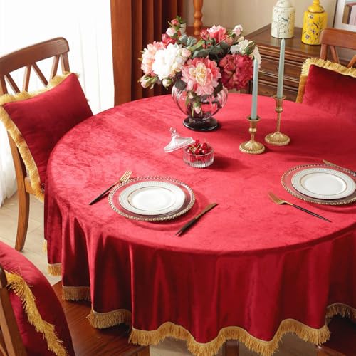 Nappe en velours rouge pour fête de mariage et grands dîners de table rectangulaire