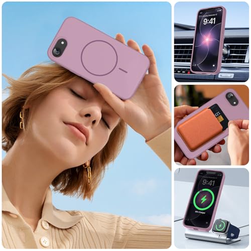 Image of Miracase Magnetic for iPhone 17e Case & iPhone 16e Case, [Soft Anti-Scratch Microfiber Lining], Compatible with MagSafe, Silicone Shockproof Protection Phone Case for iPhone 17e /16e, Blackcurrant