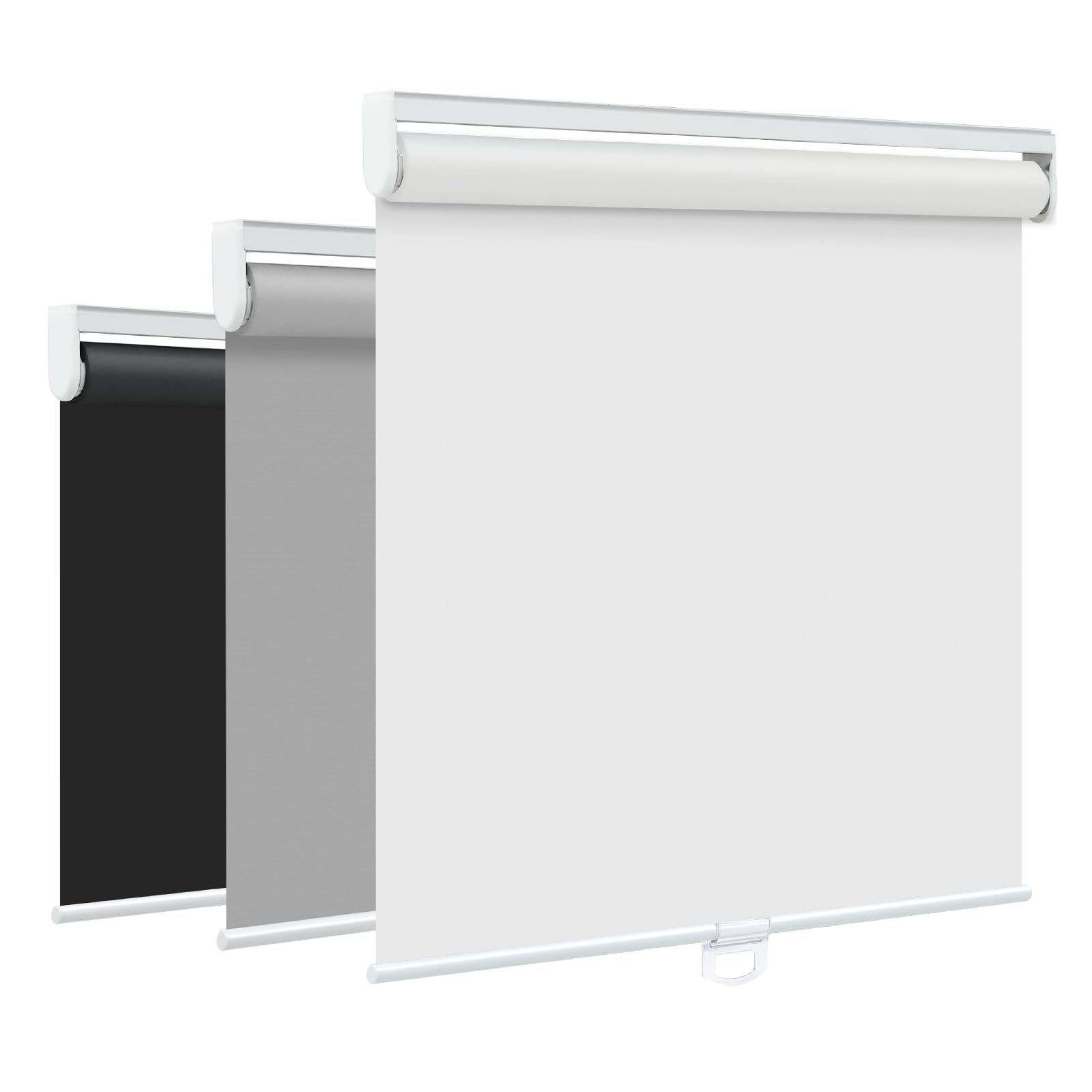 seeye cordless roller shades for windows, 100% blackout window blinds for privacy & uv protection, pull down room darkening door blinds, easy to install for home and office (30" w x 72" h, white)