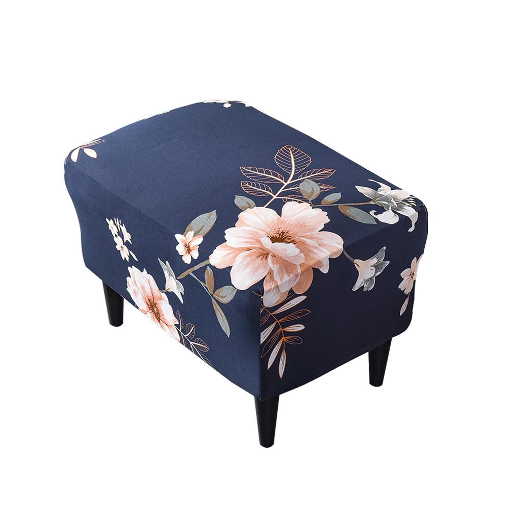 Highdi Ottoman Cover Rectangle Polyester Spandex, Stretch Footstool Slipcover, Stool Protector Cover with Elastic Bottom, Dustproof Removable Washable Footrest Pouffe Covers — image 1
