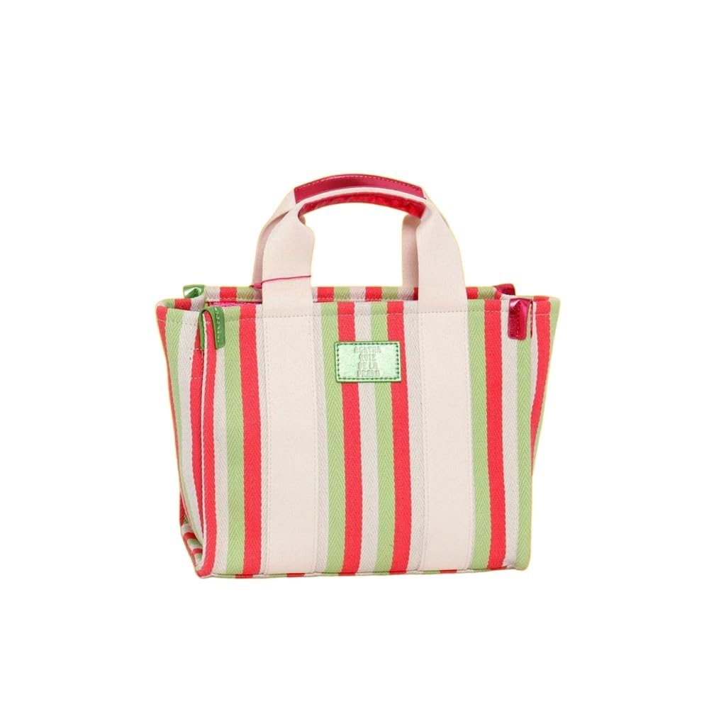 Agatha Ruiz de la Prada Bolso tote de lona en color rosa con rayas de colores