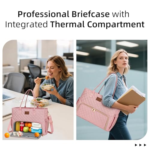 KKXIU Lunch Tote Bag for Women, Work Laptop Tote with Insulated Lunch Box - image 2