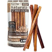 Mighty Paw Long Lasting 12" Bully Sticks for Dogs - All Natural Grass Fed Beef Chews. Lower Odor Dog Bully Sticks for Large Dogs, Medium and Small Breeds. Single Ingredient Treats