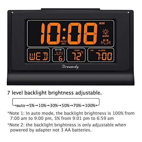 Image of DreamSky Digital Alarm Clock with Battery Backup, 5 Inch Large Display, Auto Set Clock, USB Charging Ports, 12 /24H | Digital Clock with Date & Day of Week, 5 Inch Large Display, Weekday, Temperature, USB Port, Auto DST, Brightness Dimmer