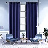 PY HOME & SPORTS Midnight Blue Velvet Curtains 95 Inches Luxury Long Blackout Bedroom Darkening Wind