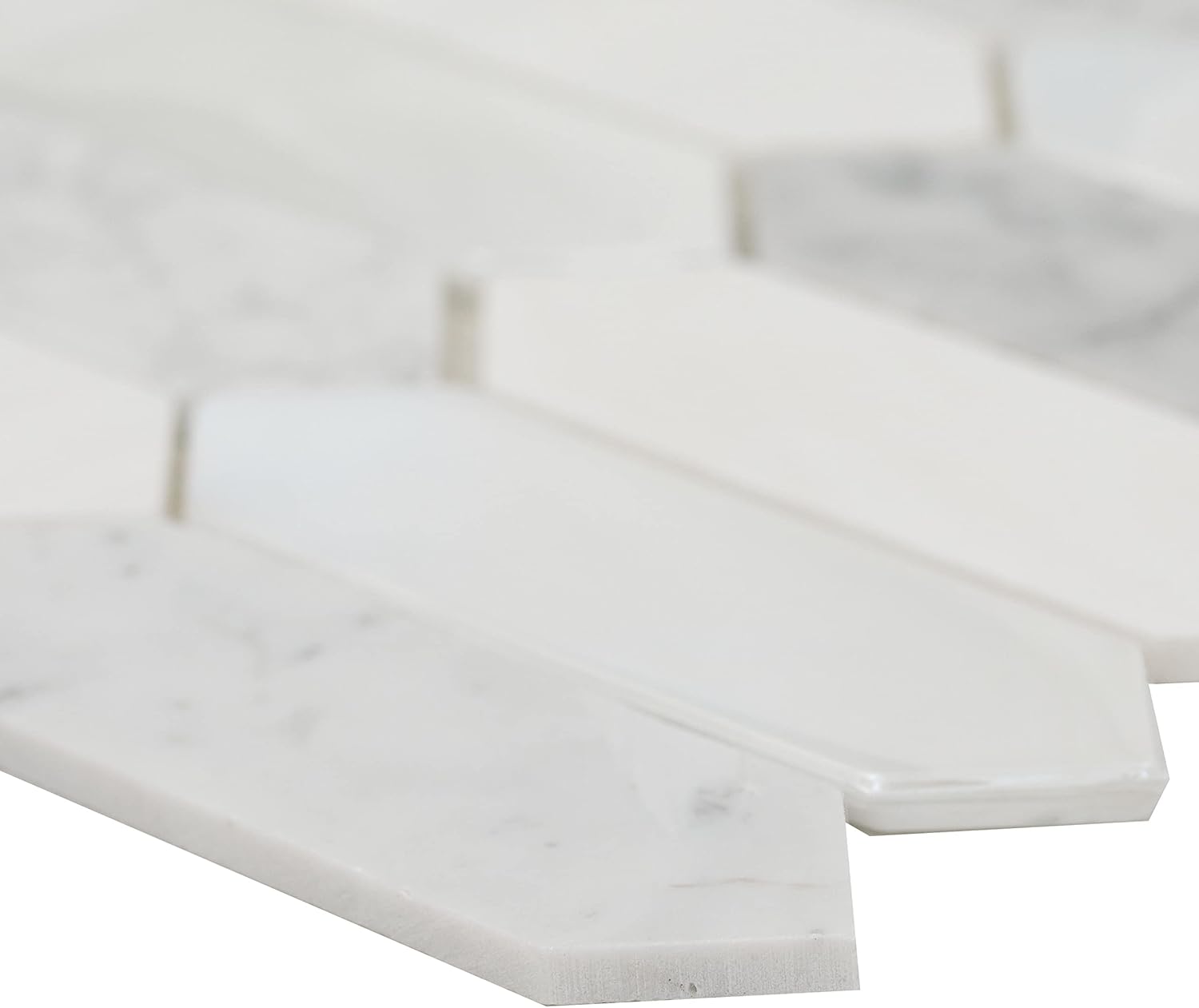 MSI Cienega Springs 14.6" x 11" Stone Picket Tile for Kitchen Backsplash, Wall & Shower, Mesh Mounted Mosaic, White-Cool