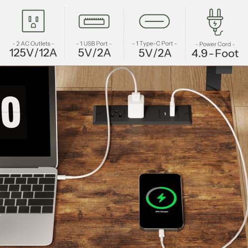 Image of CHOEZON Rolling Computer Desk with Charging Station, 31.5 Inch Mobile Desk with Adjustable Monitor Stand & Storage Shelf, Laptop Table for Home Office, Small Space, Rustic Brown and Black TDN03UBF