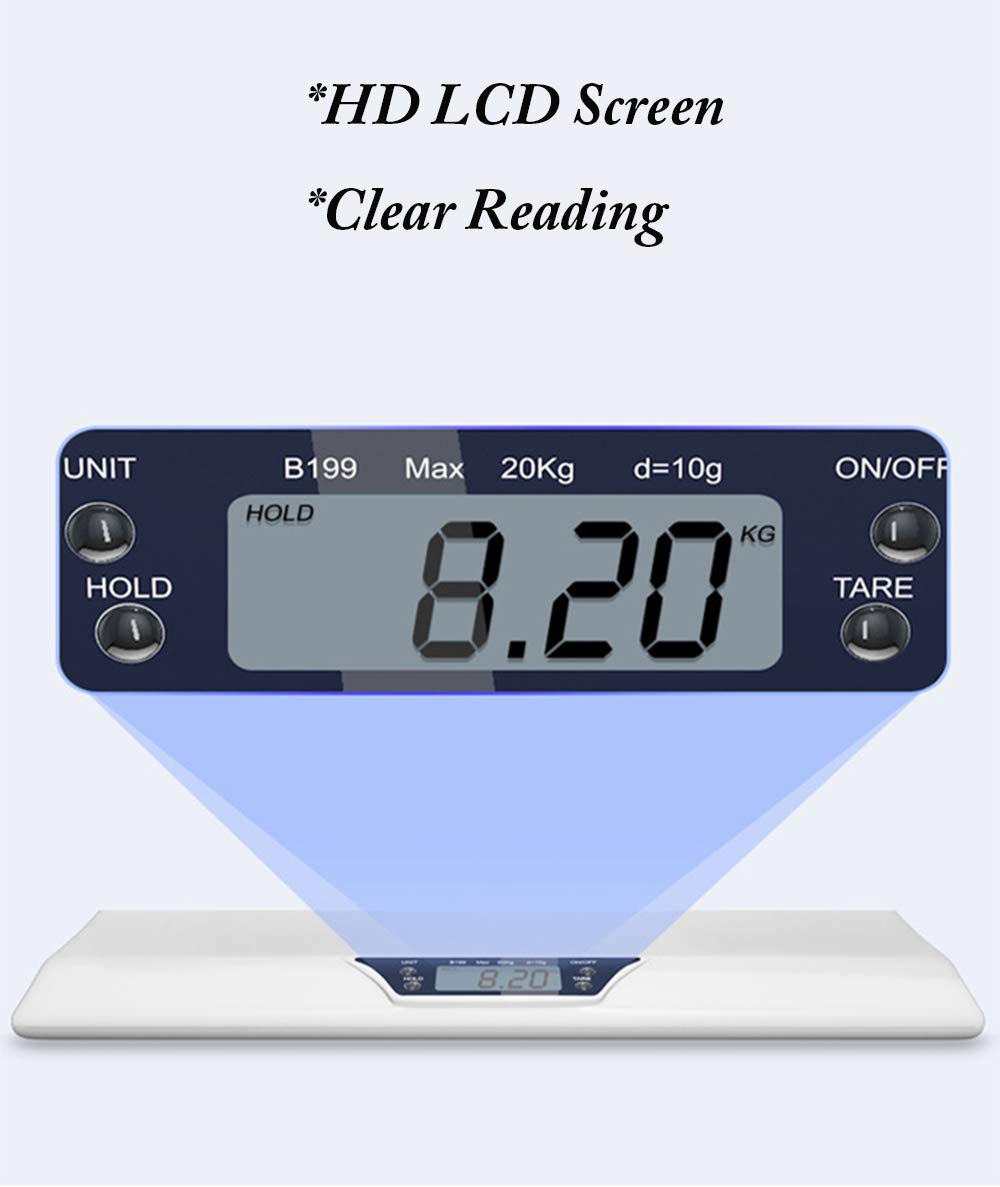 CGOLDENWALL Digitale Haustierwaage, Babywaage, 20 kg/10 g, Viehwaage, LCD-Display, gebogenes Komfort-Design, All-Inclusive Sicherheitsdesign