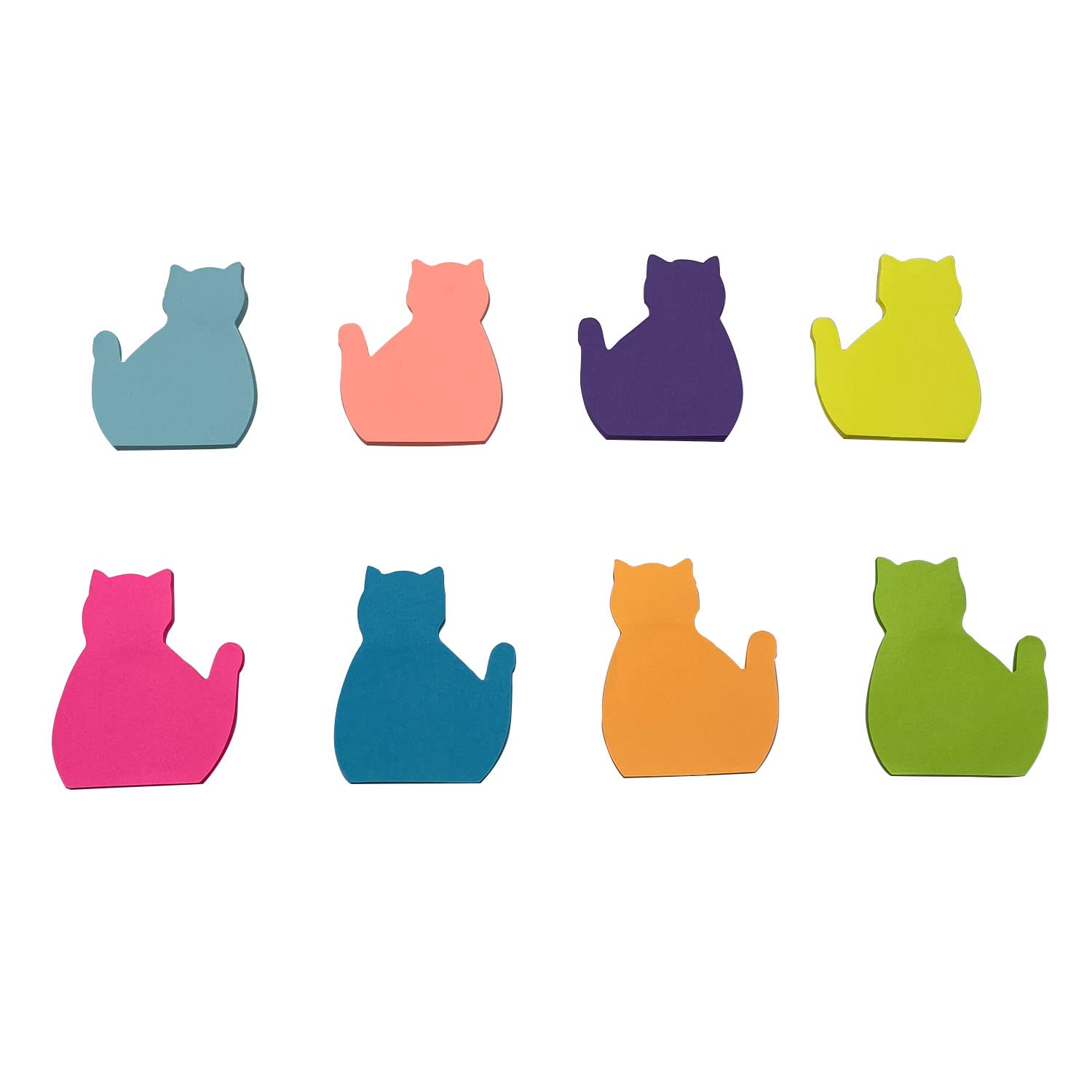 Nicepaper Cute Prostrate Cat Sticky Notes,240Sheets/Pack,8 Bright Colour Pastel Self-Sticky Notes,Cat Lovers Gifts,A Pack of 8, Idea Gift for School Family and Office