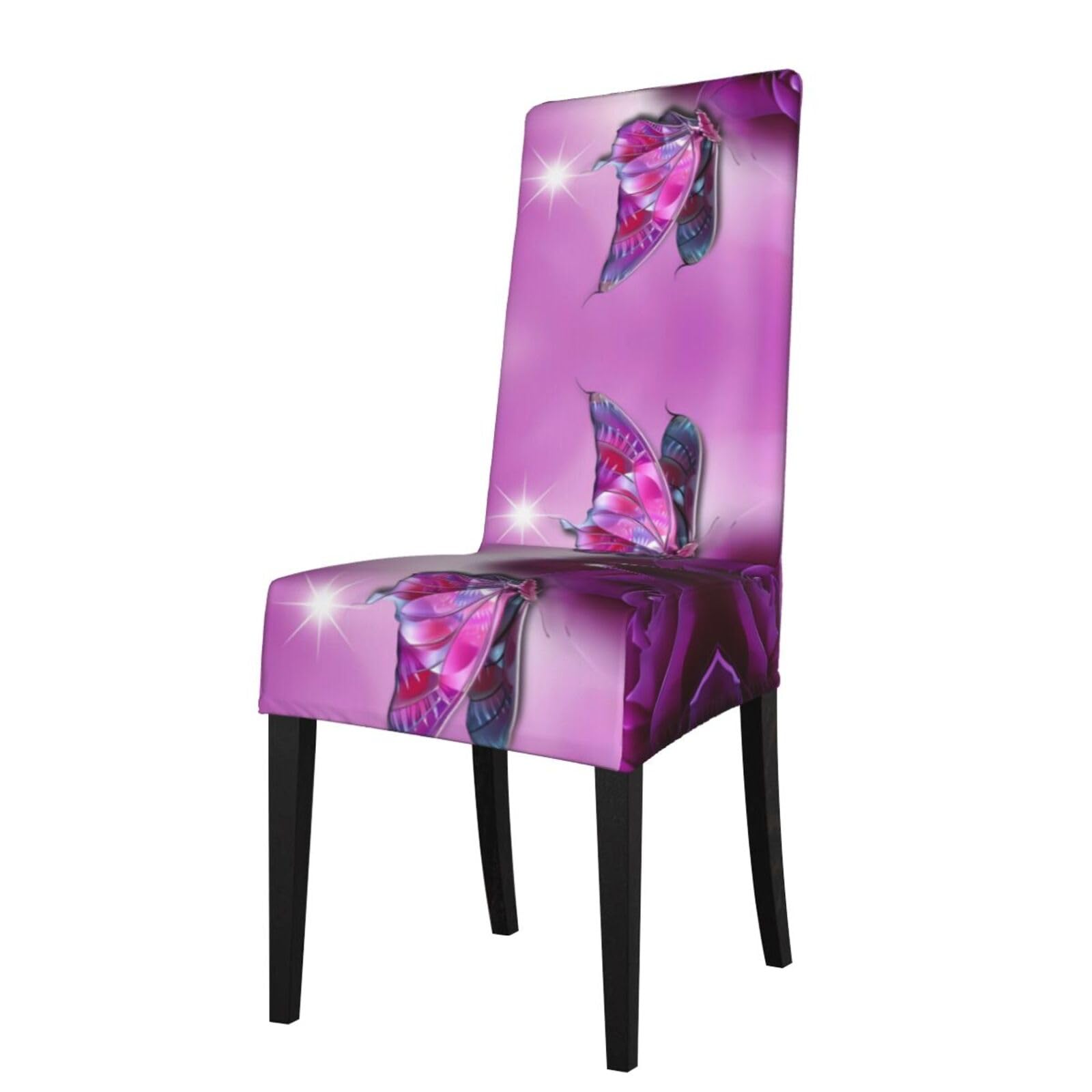 YYHWHJDE Pink butterfly Prints Protection Cover for Dining Chair – Stretchable Slipcovers for a Refreshing Dining Room Makeover