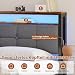 AOGLLATI Polsterbett 140x200 mit Ladestation Bett 140X200 mit LED-Beleuchtung,Bettgestell mit Lattenrost Metallbett Jugendbett mit Kopfteil aus Leinenstoff (140×200cm)