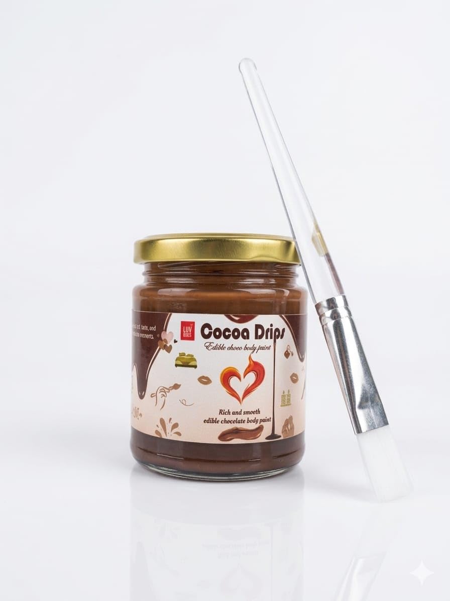 Edible Chocolate Body Paint 150ml with Brush | Cocoa Drips Chocolate Syrup for Couples Romantic Gift Kit | Food Grade, Skin Safe Chocolate Spread for Dessert, Art & Fun-picture-32