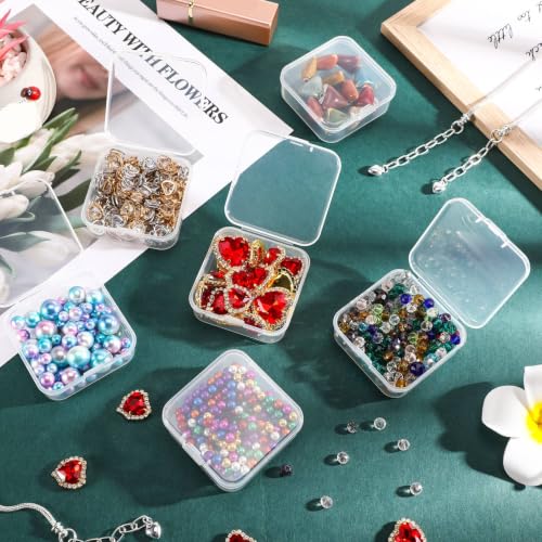 Image of Jetec 18 Pieces Mini Plastic Clear Beads Storage Containers Box for Collecting Small Items, Beads, Jewelry, Business Cards, Game Pieces, Crafts (2.13 x 2.13 x 0.79 Inch)