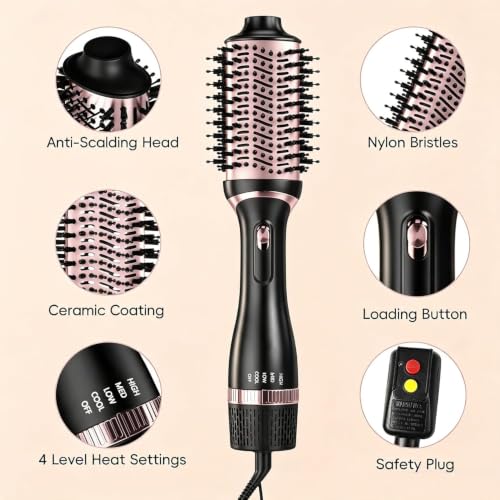 Image of Natrial Hair Dryer Blow Dryer Brush Thermal Round Hot Air Brush Set
