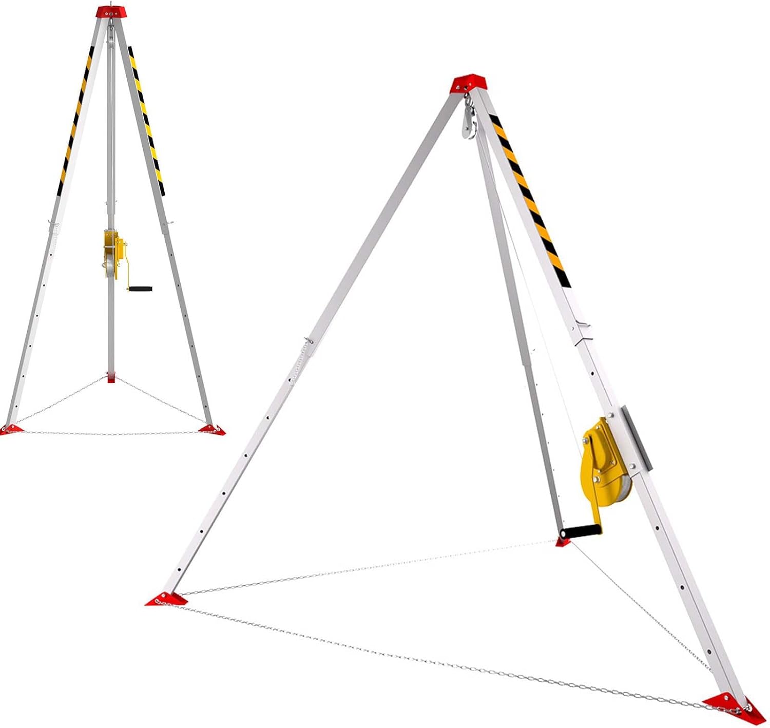 1800 lbs Winch Confined Space Tripod Kit, Steel Emergency Kit with Safety Self-Locking Device, Adjustable Confined Space Tripod Kit with 98.43 Ft Steel Rope Length for Fall Protection