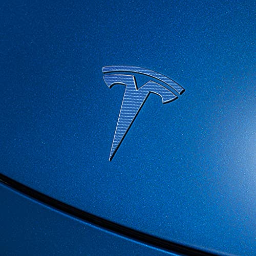 Image of IPG Compatible with Model Y Decal (8 Logo Set) Stickers Set Personalize Your Vehicle (Blue Carbon Fiber)