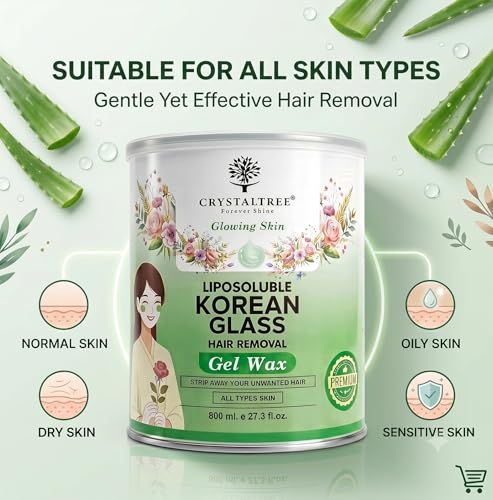 Image of Crystal Tree Korean Glass Hair Removal Wax 800ml | Liposoluble Gel Wax for Women & Men | Smooth Hair Removal for Arms, Legs, Underarms & Bikini Area | Salon Professional for All Skin Types