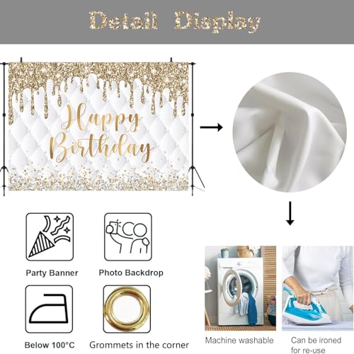Fondo decorativo blanco y dorado para cumpleaños 6x4ft miniatura 6