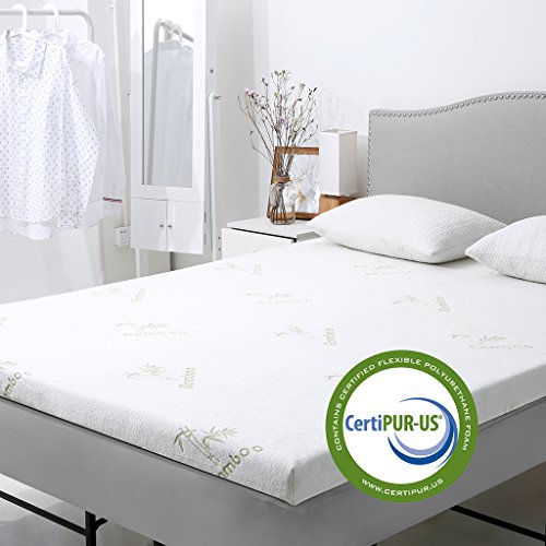 LANGRIA 3-Inch Gel-Infused Memory Foam Mattress Topper CertiPUR-US Certified, Gel Mattress Pad