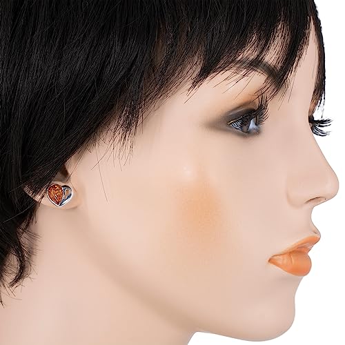 Sterling Silver and Baltic Amber Heart and Key Earrings2