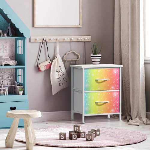 Sorbus Kids Nightstand, Fabric Drawers (Colorful with Stars, 2 Drawer) - image 6