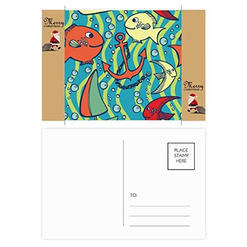 Cartes postales de remerciement lot de 20 design bateau et poissons