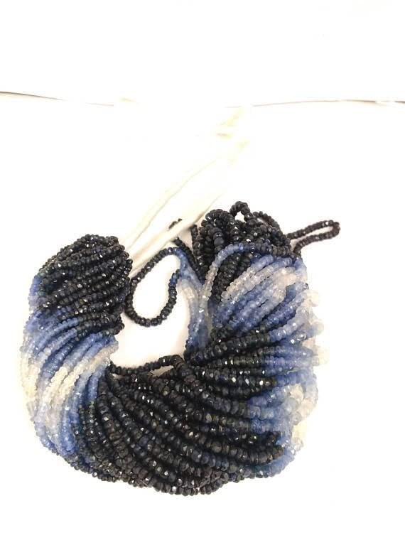 Saphir bleu naturel perles rondelles facettées en dégradé 2.5-3mm pour création de bijoux