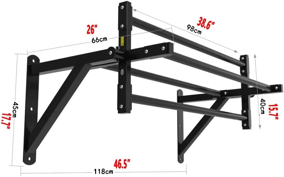 Wall Mounted Pull Up Bar, Rotating Horizontal Bar Parallel Bar Clim e, Indoor Strength Training Fitness Equipment, Max Load 300kg