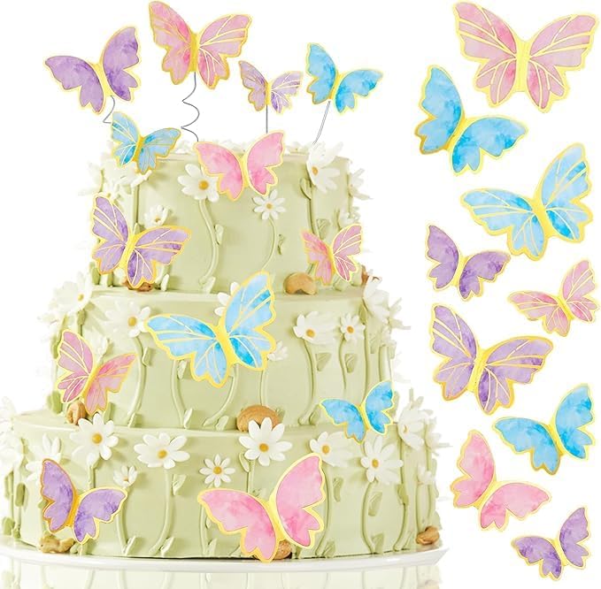 PartyToko butterfly birthday theme decoration Happy Birthday Banner, with Big Butterfly cutouts for Women Girl Birthday Party Butter fly Theme Supplies 101pcs combo 2
