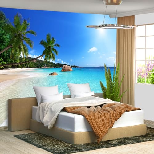 Fightal - Beach Mural Ocean Backgrounds Coastal Beachy Wallpaper Extra Large wall murals for Bedroom Living Room（not Peel and Stick）-108"x75"
