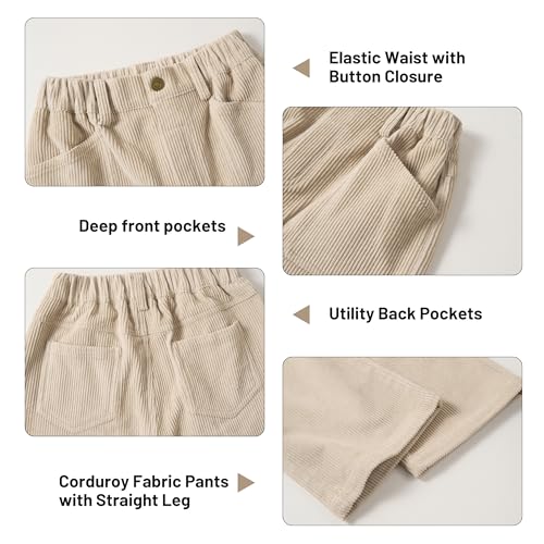 Image of Rolanko Girls Wide Leg Corduroy Pants High Waist Trousers Vintage Kids Pants Streetwear Casual 4-12 Years