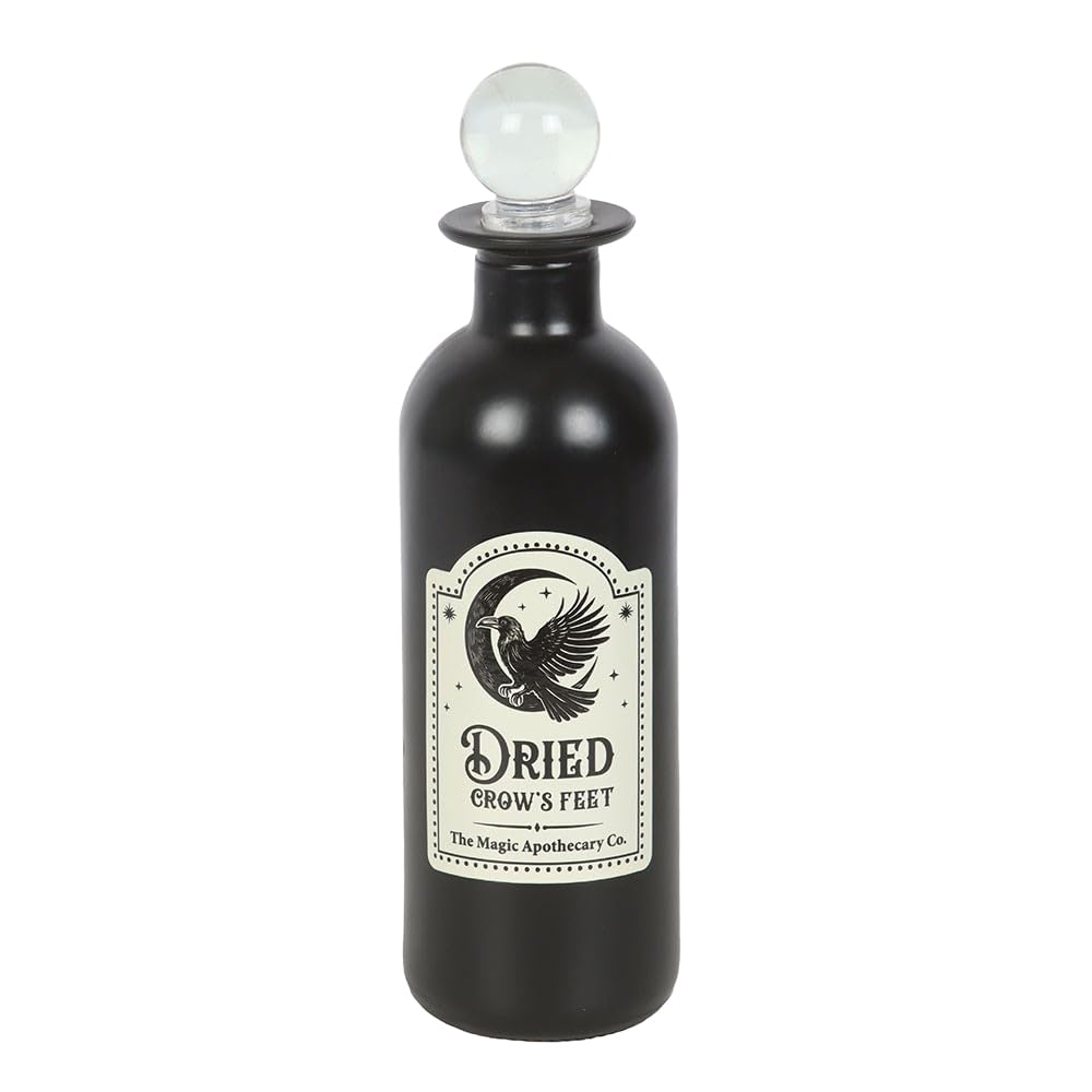 Blue Pirate Dried Crow's Feet Decorative Glass Potion Bottle