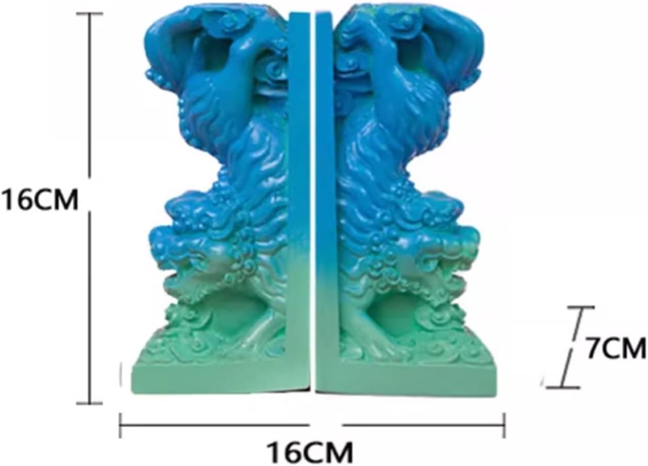 Bookend Support Heavy Duty Bookends for Shelves Chinese Blue and Green Gradient Decorative Great for Library Office Home School Bookends