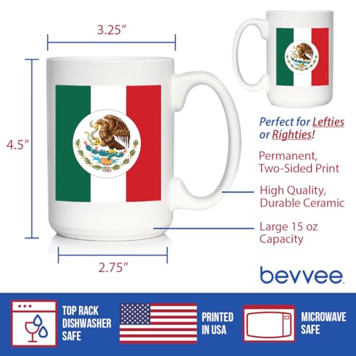 Taza de café bandera de México cerámica 15 oz miniatura 4