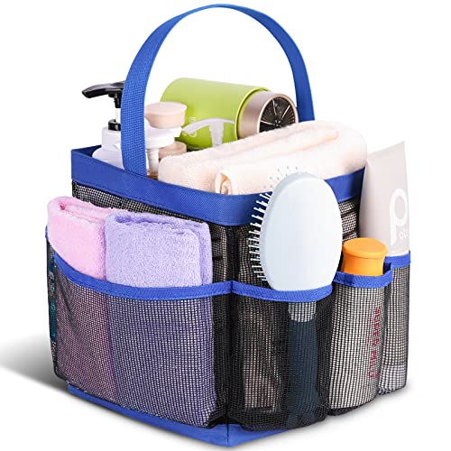 Image of EUDELE Mesh Shower Caddy Portable for College Dorm Room Essentials,Shower Caddy Dorm with 9-Pocket Large Capacity for Beach,Swimming,Gym,Travel essentials, Blue