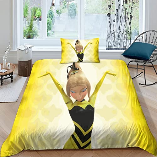 Miraculous Ladybug Funda Nórdica Juego De Ropa De Cama 3D,Microfibra con Cremallera Y Fundas De Almohada,Ladybug Funda De Edredón para Niños Y Adultos,Suave Transpirable Single(135x200cm)