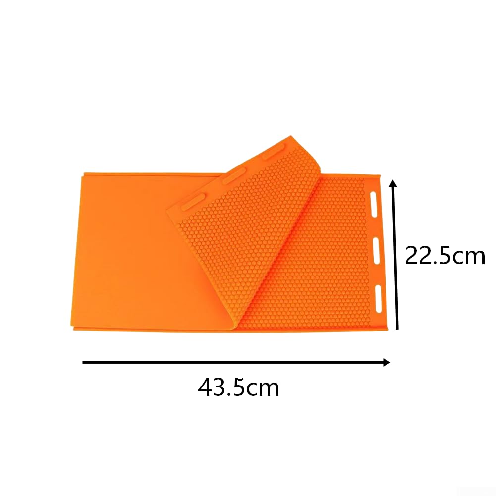 Lot de 2 feuilles de cire d'abeille en silicone pour apiculteurs professionnels et amateurs - 43,5 x 22,5 cm - Orange