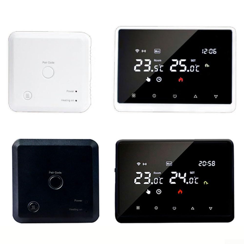 Termostato intelligente WiFi programmabile per la casa, telecomando per TUYA/Smart Life, per Tuya Wireless WIFI Termostato intelligente per caldaie a parete/riscaldamento a pavimento dell'acqua (nero)