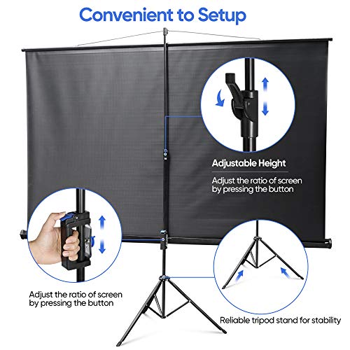 image for ZENY 100 Inch Projector Screen with Stand Indoor Outdoor Portable Proj