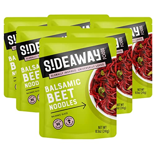 Sideaway Foods Balsamic Beet Noodles, 9.2 oz, 6 Count, Vegan Microwave Meal, Gluten-Free Noodles, Packaged Meals & Side Dishes, Plant-Based Food