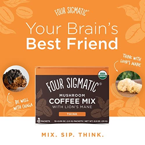 Organic Instant Coffee Powder By Four Sigmatic | Arabica Instant Coffee Singles With Lion's Mane, Chaga And Rhodiola | Mushroom Coffee Instant Mix For Better Focus And Immune Support | 10 Packets #TOP1