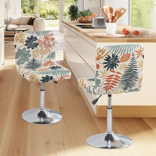 Image of FUANGUI Bar Stool Covers with Backs, 2 Pack Stretch Bar Stool Chair Covers, Knitted Jacquard Bar Stool Covers,Washable Bar Chair Covers Swivel Barstool Slipcovers,13
