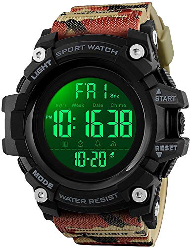 FANMIS Men's Analog Digital Waterproof Sports Watch Military Multifunction Dual Time Stopwatch Alarm Backlight 50M Water Resistant Watch (Camouflage Red)