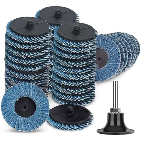SUNJOYCO 40PCS 2 Inch Flap Disc Set with 1/4 Shank Disc Holder, Roll Lock Quick Change Sanding Discs for Die Grinder, 40/60/80/120 Grits Cover