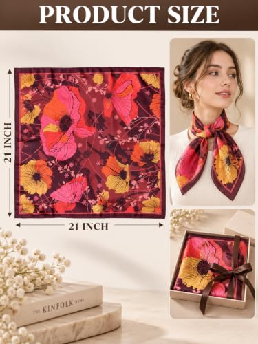 Image of Ravaiyaa - Attitude is everything Women Printed Silk Bandana 21 x 21 Inch Square Headband & Hair Wrap, Soft & Versatile | Fashion Neck Wrap