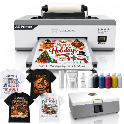 VELOZONE A3 DTF Printer with Oven, R1390, 300 mm, White Ink Circulation